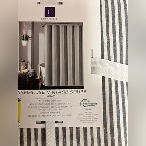 Shower Curtain ticking stripe  Lush Decor cotton blend farmhouse NEW